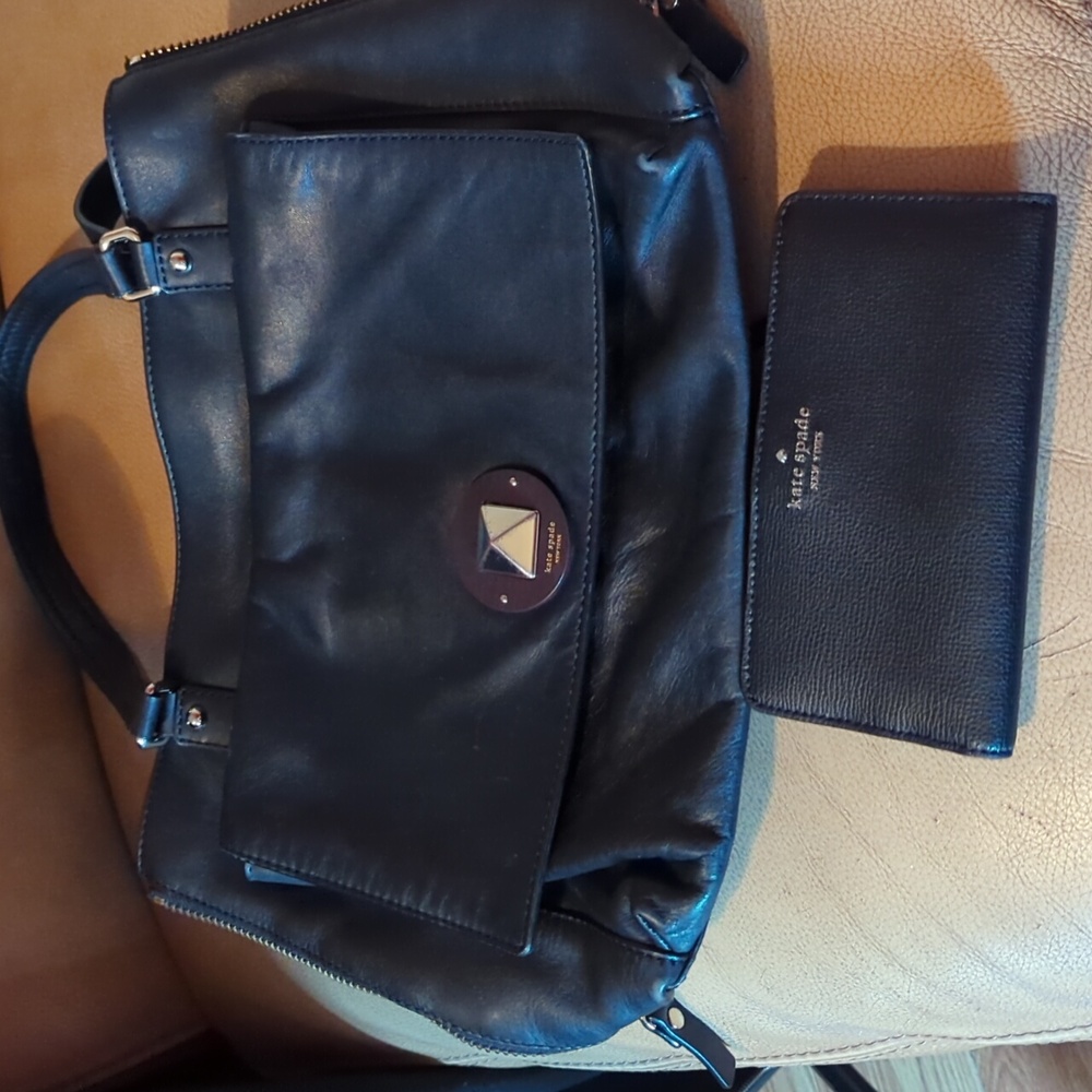 Kate Spade Black Leather Women's Bag And Wallet Included In Immaculate Condition